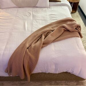 Brooklinen Camel Brown Waffle Throw Blanket